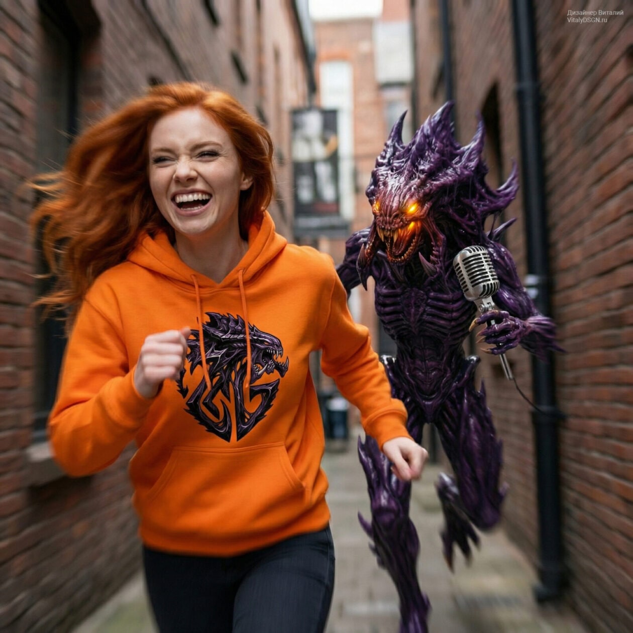ZERG стример бежит за женщиной